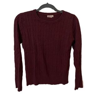 Merona dark red cable knit pullover sweater, size medium